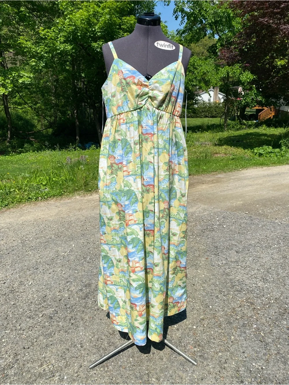 Abercrombie & Fitch Tropical Leaf & Sky Print Maxi Dress - Picture 1 of 3